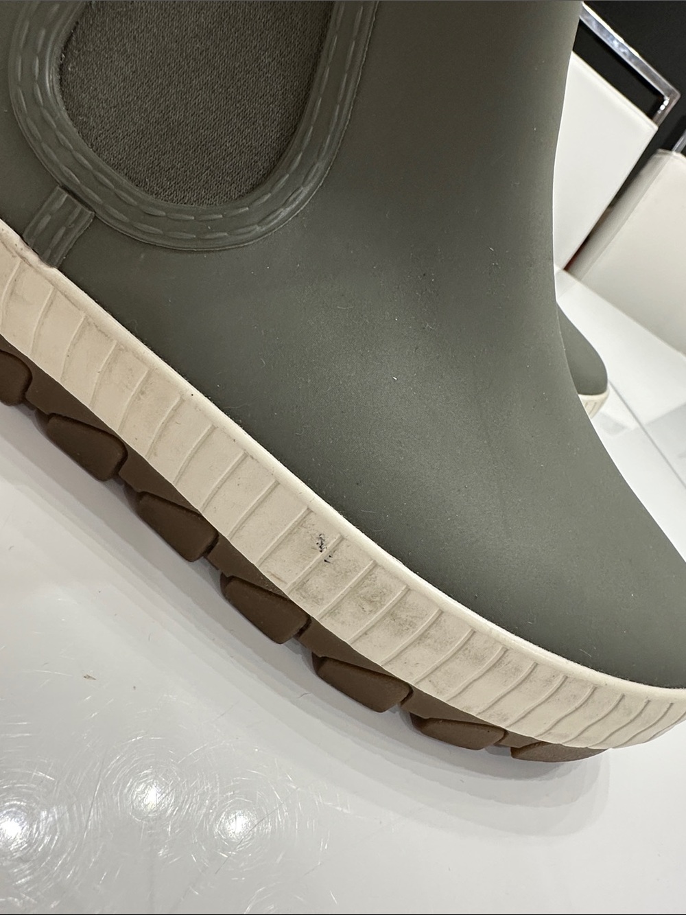 Sperry Torrent Chelsea Waterproof Rain Boots Olive Green Rubber Ankle Platform 7 - Picture 4 of 8